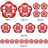 1Set Chinese Wedding Decoration Happy Word Non-woven Fabric Wall Stickers Double Happiness Newlywed Window Home Decorations