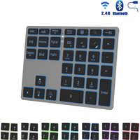 Portable Bluetooth&2.4G&Wired Numeric Keyboard,Rechargeable 35 Keys Wireless RGB Backlit Number Keypad for PC/Laptop/Tablet