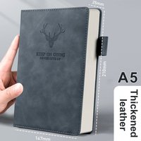A5 Notebook Student Planning Efficiency Book Business Office Work Conference Notepad 360 Pages 100GSM Font Leather Cover