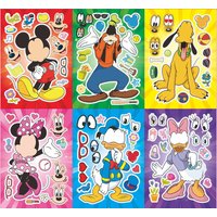 6/12Sheets Disney Mickey Mouse Make a Face Puzzle Stickers Cute Cartoon DIY Assemble Jigsaw Educational Toys Decals
