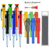 3pcs/set Solid Mechanical Carpenter Pencils With Pencil Cap, 2.8mm Long Nose Deep Hole Woodworking Pencil Markers with Sharpener