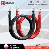 ECGSOLAX 2AWG 3AWG 0.3M/0.6M M Przewody Elektryczne Kabel do Inwertera Akumulatorowego Przewód Miedziany Przewód Połączeniowy do Systemów Solarnych do Inwertera Samochodu Łodzi