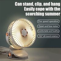 3 in 1 8000mAh Clip-on Fan 5 Speed Quiet Rechargeable Desktop Portable Air Circulator Wireless Fan With LED Light For Camping