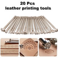 20Pcs Leather Stamping Tools Leather Working Saddle Making Stamps Tool Carving Printing Tools DIY Hand Sewing Set