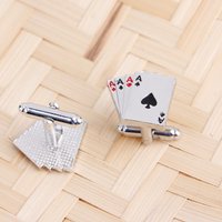 Funny AAAA Shaped Cufflinks Poker Ace Gemelos Mens Party Jewelry