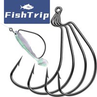 FishTtrip EWG Hooks for Bass Fishing 25-100pcs Offset Worm Hook Texas Rig Hooks Live Bait Fishing Hooks for Freshwater Saltwater