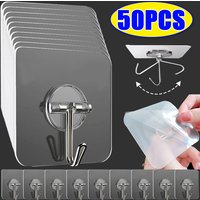 Transparent Self-Adhesive Wall Hooks Waterproof Oilproof Sticky Hanger No Drill Adhesive Hook for Kitchen Bathroom Towel Key Bag