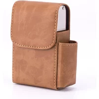 PU Leather Cigarette Case Original Boxes With Butane Gas Lighter Storage Cigarette Box Holder Gadgets For Men Smoke Accessories