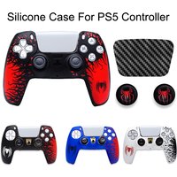Silicone Protection Shell for Playstation 5 With Touchpad Skin Stickers And 2Pcs Thumb Grip for PS5 Controller Anti-fall Case