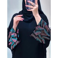Eid Women Abaya Party Dress Embroidery sleeve Muslim Abayas Jalabiya Ramadan Cardigan Vestido Largos Kaftan Arab Long Robe 2025