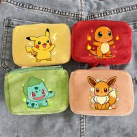 Pokemoned Anime Coin Purse Girl Boy Mini Short Wallet Keychain Zipper Women Purse ID Card Rose Money Bag Small Makeup Bags Gift