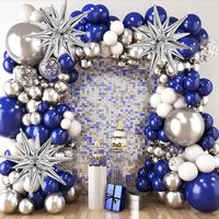 140pcs Navy Blue and Silver Balloon Arch Kit for Birthday Wedding New Year Party Graduation Different festivals Decorations