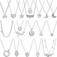 New Original 925 Sterling Silver Four-Leaf Clover Butterfly Star Moon Heart Necklace For Women Jewelry Valentine's Day Gift