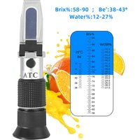 Réfractomètre professionnel pour miel 58-90% Brix 38-43 ° Baume 12-27% testeur de Concentration de sucre de jus outil d'apiculture avec ATC