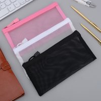 1pc Transparent Mesh Pencil Case Pencil Pouch Large Capacity Portable Pencil Case School With Zipper Minimalist Pencil Case