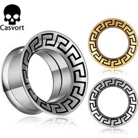 Casvort 2PCS 316L Stainless Steel Ear Tunnels Plugs Stretcher Studs Piercing Women Men Body Jewelry Unisex Hip-Hop Punk Style