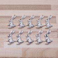 IFOCUS 10pcs/Lot Rabbit Charms For DIY Jewelry Making Zinc Alloy 29x19mm/1.14x0.75inch