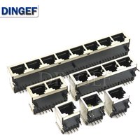 RJ45 59 Metal Female PCB Right Angle Board Jack Connector 8P8C Crystal Head Socket 21mm Network Interface Long bodies