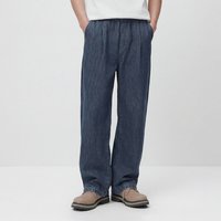 Semir Men Pants Denim Cotton Skin Friendly Loose Wide Leg Elastic Waist Drawstring Micro Pleated 2026 Summer Casual Style Fashio