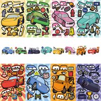 8/16sheets Disney Cars Cartoon Make a Face Puzzle Stickers Lightning McQueen DIY Assemble Jigsaw Toys Funny Party Game Supplies