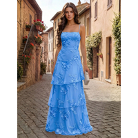 2026 New Dress Gown Women Sexy Spaghetti Strap Backless Lace Floral Tiered Skirt Evening Party Bridesmaid Long Slim Plus Size