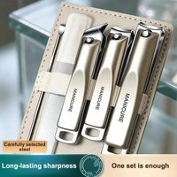 【5/10Pcs Professional Nail Clippers Set With Rotating Leather Bag Manicure Pedicure Trimmer Kit Nail Care Tools】