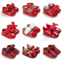 Chaussures rouges pour nouveau-né, nouvelle mode, chaussures à fond en tissu antidérapant pour filles, chaussures de loisirs élégantes et nobles pour premières marches