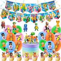 Stumble Birthday Party Decorations Includes Banner, Cake Topper, Hanging Swirls and Balloons Perfect for Stumble Party Favors