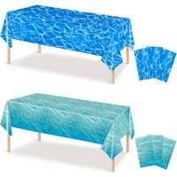 Sea Wave Tablecloth 54x108Inch Water Ripple Plastic Tablecloth Ocean Mermaid Party Table Cover Summer Beach Pool Birthday Decors