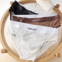 3Pcs Men's Ice Silk Briefs Man Underwear Thin Ice Silk Breathable Quick-dry Underpants Low-rise Underwear Panties