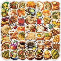 10/30/50pcs Cartoon Middle Eastern Food Graffiti Stickers for Kid Toy DIY Stationery Laptop Notebook Waterproof Cute Decals Pack