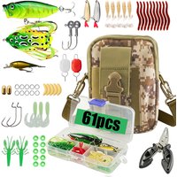 31/61Pcs Fishing Lure Tackle Kit with Soft&Hard Baits Hooks Pliers Tackle Box&Storage Bag for Freshwater Saltwater Fishing