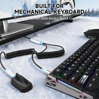 ATTACK SHARK C08 Dual USB-C RGB Coiled Keyboard Cable, 8K Fast Charging Data Cable, Detachable Aviator Connecto