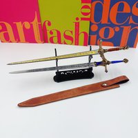 Rellana's Twin Blades Metal Replica Keychain 30cm Moon and Fire Dual Sword Prop Tabletop Ornament Gamer Man Cave Decoration Gift