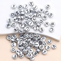 7*4mm Silver Round Letter Acrylic Beads Fashion Perfect For jewelry DIY production