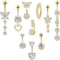 Drperfect 1Pc Belly Button Ring Dangle Stainless Steel Belly Rings 14G Belly Button Piercing Cute Navel Ring Piercing Jewelry