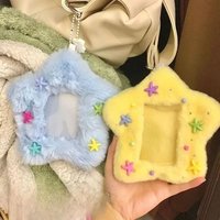Cute Photocard Holder Keychain Aesthetic Star Photo Card Sleeve Display Keyring Pastel Idol Collection Fan Gift Accessories