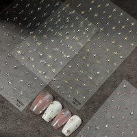 5D Gold Silver Four Pointed Star Nail Sticker Mini Rhinestone Self-adhesive Nail Art Decal Shiny Sparkling Star Luxury Manicure