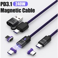 Magnetic PD3.1 240W C to C Charing Cable 5A 100W Type C USB A Micro for Samsung S24 Xiaomi 14 Super Fast Charge Turbo Data Cord