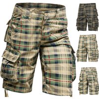 Men's Medium Pants Summer Cotton Comfortable Outdoor Sports Beach Pants Trend Plaid Shorts Loose Straight Large Size Cargo Pants