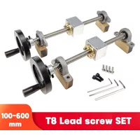 1Set 200/300/350/400/500mm 3D Printer&CNC T8 Lead Screw 8mm+Brass Copper Nut+KP08KFL08 Bearing Bracket+handwheel+Housing Bracket