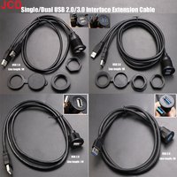 JCD Car Dashboard Installation Extension Cable USB2.0/3.0 Male to Female Socket Panel Single Dual Port Waterproof Line Adapter