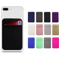 New Mobile Phone Credit Card Wallet Holder Pocket Stick-On Adhesive Elastic Card Silicone Cover Pouch