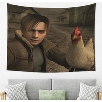 1pc Funny L-Leon K-Kennedy Chicken Meme Tapestry for Bedroom Dorm Gaming Room Decor Room Decoration Items Large Tapestry