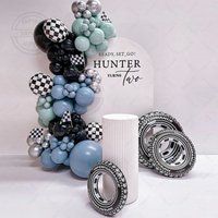 109Pcs Race Car Theme Balloon Garland Arch Kit Blue Black Latex Balloons Checkered Flag Birthday Party Baby Shower Decor