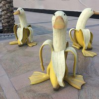 Bananen-Ente, kreative Gartendekoration, Skulpturen, Hof, Vintage-Gartendekoration, Kunst, skurrile geschälte Bananen-Ente, Heimstatuen, Kunsthandwerk