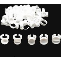 100pcs Disposable White Glue Holder Ring Adhesive Pallet For Eyebrow Tattoo Pigment Eyelash Extension Container Ring Cup image 4