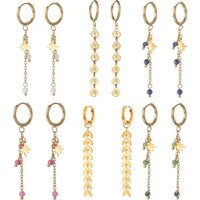Freeteeme Bohemia 4 Colors Beads Tassel Earrings for Women Mom Stainless Steel Star Dangle Earrings Birthday Jewelry Gifts