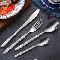 Unique Silverware Set 304 Stainless Steel Cutlery Rock Textures Retro Flatware Luxurious Dinnerware Gift Set Dishwasher Safety