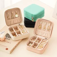 Portable Jewelry Storage Box Travel Organizer Jewelry Case Leather Storage Earrings Necklace Ring Jewelry Organizer Display